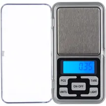 Relaxdays Digitale Feinwaage, bis 200 g, 0,01 g Schritte, Tara-& Zählfunktion, kalibrierbar, Mini Taschenwaage, Silber,