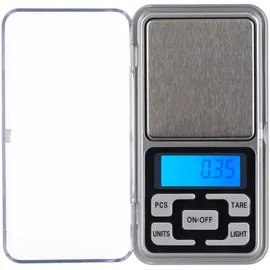 Relaxdays Digitale Feinwaage, bis 200 g, 0,01 g Schritte, Tara-& Zählfunktion, kalibrierbar, Mini Taschenwaage, Silber,