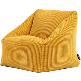 I.C.O.N. icon Sitzsack Gelb, Flauschiger Cord Stoff, Sitzsack Cord mit Füllung, Bequemer Kinder Sessel, Kuschelsessel, Lese Sessel, Schlafzimmer, Kinderzimmer, Spielzimmer