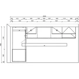 Impuls Küchen Küchenzeile 270 cm Hellgrau
