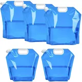 5er Set Wasserkanister Faltbar, Faltkanister BPA-frei, Wasserkanister 10L & 5L mit Griff & Großer Öffnung, Verdickt Wassersack für Camping, Outdoor, Notfall