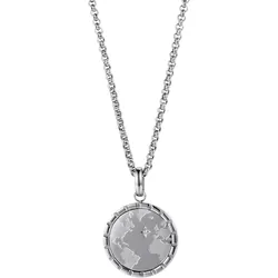 Kette mit Anhänger FIRETTI "Schmuck Geschenk Edelstahl Halsschmuck Halskette Planet Earth Welt", weiß (edelstahlfarben,kristallweiß), Halsketten, Damen, Edelstahl, L: 50cm, mit Zirkonia (synth.)
