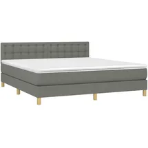 vidaXL Boxspringbett mit Matratze & LED Dunkelgrau 180x200 cm Stoff