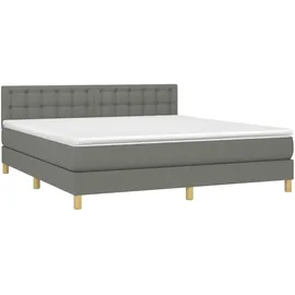 vidaXL Boxspringbett mit Matratze & LED Dunkelgrau 180x200 cm Stoff