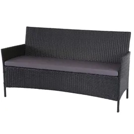 Mendler 2-1-1 Poly-Rattan Garten-Garnitur Halden, Sitzgruppe Lounge-Set Sofa ~ anthrazit, Kissen anthrazit