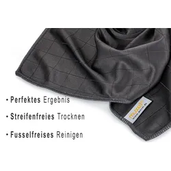 Muxel Carbon Tuch Set 3-tlgGlaspoliertuch Fenstertuch Mikrofasertuch Carbontuch für gründliche und streifen- fusselfreie Hochglanz-Reinigung