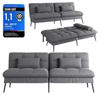 COMHOMA Sofa Schlafsofa mit Schlaffunktion, überzug Futon Klappsofa, Bettcouch, ecksofa, Couch Gästebett, 3-Sitzer Sofa, mit verstellbare Rücken... - Grau
