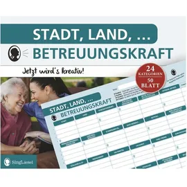 Singliesel Stadt, Land, Betreuungskraft – Spielblock im Stadt Land Fluss Stil für Betreuungskräfte | Lustige Fragen & knifflige Themen | Geschenk für Kollegen oder Team