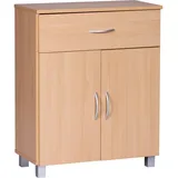 FineBuy Schuhkommode 60 x 75 x 30 cm mit Schublade / Buche Optik