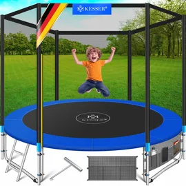 Kesser Trampoline Komplettset 366 cm inkl. Sicherheitsnetz, Leiter und Randabdeckung blau
