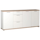 Lomadox Sideboard weiß, Sonoma Eiche, 192cm Kommode Schrank Anrichte modern Schubkasten