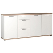 Lomadox Sideboard weiß, Sonoma Eiche, 192cm Kommode Schrank Anrichte modern Schubkasten