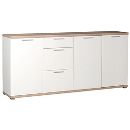 Lomadox Sideboard weiß, Sonoma Eiche, 192cm Kommode Schrank Anrichte modern Schubkasten