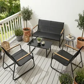 home collective Gartenlounge-Set Loungeset schwarz