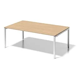 BISLEY Konferenztisch Cito ahorn, verkehrsweiß rechteckig, 4-Fuß-Gestell weiß, 200,0 x 120,0 x 65,0 - 85,0 cm