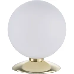 LED-Kugelleuchte, messing-matt, Touchdimmer, blendfrei, Opalglas