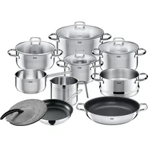 Silit Toskana Topf-Set 9-tlg. 3 x Fleischtopf + Bratentopf + Stielkasserolle + Milchtopf + Bratpfanne + Servierpfanne + Spritzschutzdeckel + Dämpfererinsatz