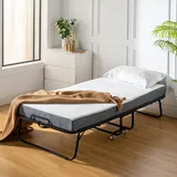 FurnitrueR Klappbett (einschließlich 12 cm Dicker Memory Foam Matratze), faltbares Gästebett, Erwachsener 98X190 cm, Metallfaltrahmen, verstärktes Metallgitter, Tragfähigkeit 250 kg