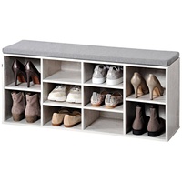 KESPER Schuhregal mit Sitzbank, gebleichtes Holz, Kesper