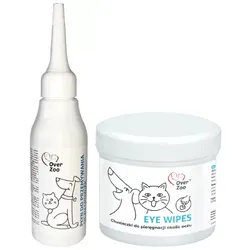OVER ZOO Augenreinigungstücher 130 Stück + OVER ZOO Augen- und Augenlidreinigung 75ml