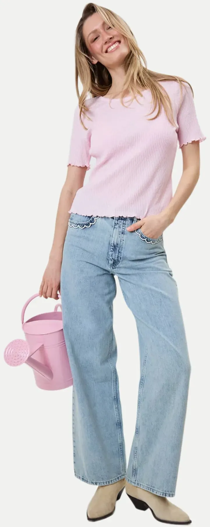 T-Shirt  mit verspieltem Saumabschluss Lune Rosa S