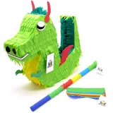 Nislai® Drachen Dino Pinata Set | Ideal für die Party | Geschenk | Geburtstag | Inkl. Augenmaske & Stock