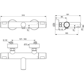 Ideal Standard Ceratherm T25 Aufputz-Wannenarmatur Chrom