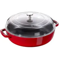 Staub Braisers Schmorpfanne mit Glasdeckel 24 cm, rund, Kirsch-Rot,