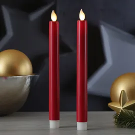 MARELIDA LED Stabkerzen 24 cm rot 2 St.