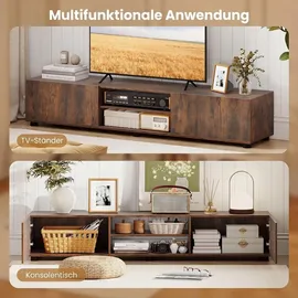 Costway TV-Lowboard 160 x 35 x 30 cm Braun Holz