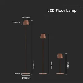 V-Tac LED Stehleuchte Metall 4 W dimmbar IP54 300 lm 3000K Lieferumfang: Akku Braun