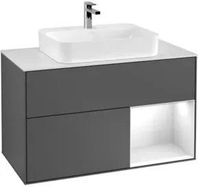 V&B Waschtischunterschrank Finion 100, Pl b m, Reg re si Gr m Lac, wal ven