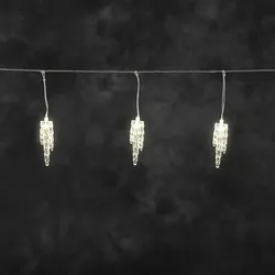 Konstsmide LED Eiszapfen Lichtervorhang, 20 Zapfen, 20 warm weiße Dioden, 24V Außentrafo, transparentes Kabel
