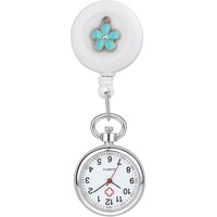 Avaner Krankenschwesternuhr Krankenschwester Uhren, Schwesternuhr Blumen Design mit Clip, Ausziehbare Pflegeuhr FOB Analog Quarzwerk Taschenuhr Ansteckuhr für Pflege Doktor Arzt Schwestern