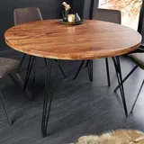 Industrie-Look Esstisch ALINA rund 120cm natural Akazie - Naturbelassen/Schwarz