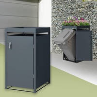 ML-Design Mülltonnenbox mit Pflanzdach für 1 Mülltonne, 240L, 68x80x124 cm, Anthrazit, Stahl, wetterfest, Abschließbare Mülltonnenverkleidung mit Tür, Müllbox Mülltonnecontainer Mülltonnenabdeckung
