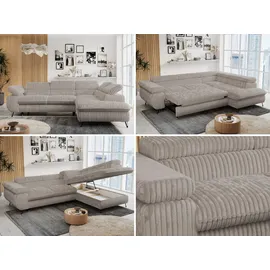 MKS Meble Eckcouch Cord 2-Sitzer Grau