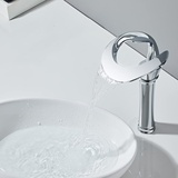 Wasserfall Waschtischarmatur, Wasserhahn Bad Chrom, Kaltes und Heißes waschamatur waschbecken,Wasserhahn Waschbecken für Badezimmer, Bad Brass Mischbatterie,Chrom,hoch