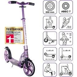 SIX DEGREES Aluminium Scooter 205 mm lila -TESTSIEGER- EINHEITSGRÖSSE