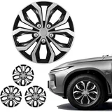 Vevor 4x Universale Radkappen 16 Zoll, Radzierblenden Set aus ABS Kunststoff, Verstellbare Radblenden mit 10 Speichen & Snap-On-Montage Design, R16 Radabdeckungen für Deko & Daubschutz, Silber/Schwarz
