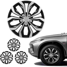 Vevor 4x Universale Radkappen 16 Zoll, Radzierblenden Set aus ABS Kunststoff, Verstellbare Radblenden mit 10 Speichen & Snap-On-Montage Design, R16 Radabdeckungen für Deko & Daubschutz, Silber/Schwarz