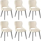 Woltu Esszimmerstuhl (6 St), mit Ausschnitt Rückenlehne, Gepolsterte Stühle, Chenille Stuhl beige