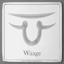 Silberbarren 1oz Sternzeichen Waage Gravurbarren quadratisch