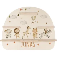 MINIHELDEN - Tonie Regal mit Deinem Wunschnamen | Personalisiertes Toniebox Regal für Tonie Hörfiguren & Aussparung Tonie Box | Tonieregal Mädchen und Jungen mit niedlichen Tier-Designs