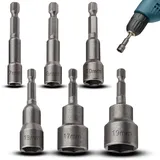 TXXATX Sechskant Bit Set 6-tlg Magnet Steckschlüssel 7-19 mm Nuss Akkuschrauber Stecknuss Nuss Adapter 1/4 Zoll Stecknuss Adapter Set Steckschlüsseleinsatz für Steckschlüssel Akkuschrauber