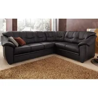 Ecksofa SIT & MORE "Savona L-Form", schwarz, B:262cm H:90cm T:212cm, PRIMABELLE-Microfaser (100% Polyester), SOFTLUX/Struktur (Korpus in Kunstleder, Sitz und Rücken in Strukturstoff aus 75% Polyester und 25% Viskose), Kunstleder SOFTLUX, NaturLEDER (echtes Rindsleder), Korpus in Kunstleder SOFTLUX, Sofas, wahlweise mit Bettfunktion, inklusive Federkern, frei im Raum stellbar