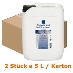 Duschgel Hair and Body Abena mildes Duschbad 10 L Karton mit 2 x 5 L, mildes und effektives Duschbad