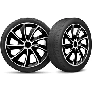 Radkappen 16 Zoll Radzierblenden 4er Set passend für alle Stahlfelgen - Einstellbarer Sicherungsring - Weiß Silber