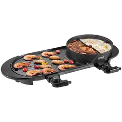 VEVOR Hot Pot mit Grill 2200W 2-in-1 Elektrischer rauchfreier Grill und Hot Pot