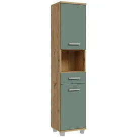 Forte Badschrank 2 Türen, 1 Schublade 40,2 x 186,8 x 34,8 cm Salbei/Braun